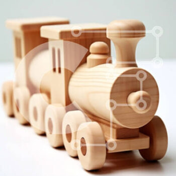 Intra Συλλεκτικό Ξύλινο Παζλ Plywood  4mm - Πολύχρωμο ξύλινο τρένο παιχνιδιών με ατμομηχανή και τέσσερα αυτοκίνητα Σε Ξύλινο Κουτί - Διαστάσεις Puzzle: 10x10 cm – 25 κομμάτια - Image 1