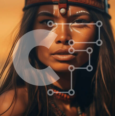 Intra Συλλεκτικό Ξύλινο Παζλ Plywood  4mm - Γαλήνια εικόνα μιας ιθαγενούς Αμερικανίδας με παραδοσιακά ρούχα και κόμμωση Σε Ξύλινο Κουτί - Διαστάσεις Puzzle: 10x10 cm – 25 κομμάτια - Image 1