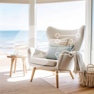 Intra Συλλεκτικό Ξύλινο Παζλ Plywood  4mm - Κομψό σαλόνι με θέα στον Ωκεανό Σε Ξύλινο Κουτί - Διαστάσεις Puzzle: 10x10 cm – 25 κομμάτια