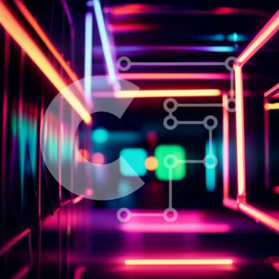 Intra Συλλεκτικό Ξύλινο Παζλ Plywood 4mm - Μυστηριώδης και ατμοσφαιρική εικόνα ενός σκοτεινού διαδρόμου με φώτα νέον Σε Ξύλινο Κουτί - Διαστάσεις Puzzle: 10x10 cm – 25 κομμάτια - Image 1