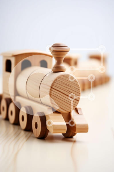 Intra Συλλεκτικό Ξύλινο Παζλ Plywood  4mm - Ξύλινο παιχνίδι τρένο σε ξύλινη επιφάνεια Σε Ξύλινο Κουτί - Διαστάσεις: 10x10 cm – 25 κομμάτια