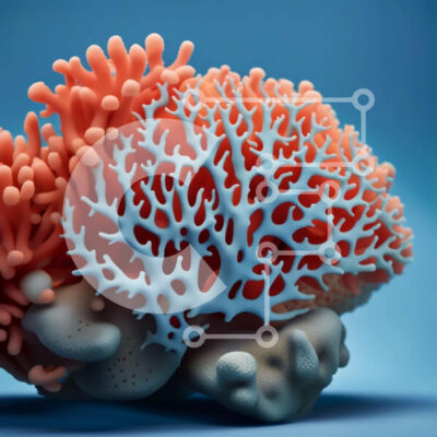 Intra Συλλεκτικό Ξύλινο Παζλ Plywood  4mm - Πολύχρωμο κοραλλιογενή ύφαλο κινηματογράφηση σε πρώτο πλάνο με διακλάδωση, επιμετάλλωση και κοράλλια ανάχωμα Σε Ξύλινο Κουτί - Διαστάσεις: 10x10 cm – 25 κομμάτια - Image 1