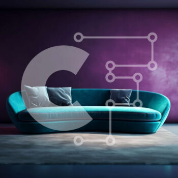 Intra Συλλεκτικό Ξύλινο Παζλ Plywood  4mm - Μπλε καναπές σε σκοτεινό δωμάτιο με πολυέλαιο και μωβ τοίχους Σε Ξύλινο Κουτί - Διαστάσεις Puzzle: 10x10 cm – 25 κομμάτια - Image 1