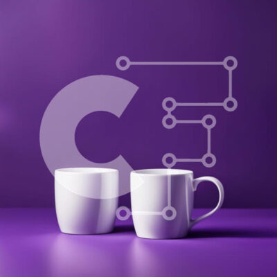 Intra Συλλεκτικό Ξύλινο Παζλ Plywood  4mm - Κομψές και μινιμαλιστικές δύο λευκές κούπες σε μωβ φόντο Σε Ξύλινο Κουτί - Διαστάσεις Puzzle: 10x10 cm – 25 κομμάτια - Image 1