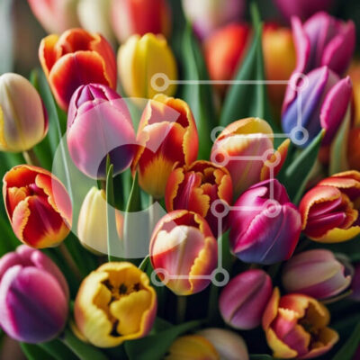 Intra Συλλεκτικό Ξύλινο Παζλ Plywood  4mm - Ζωντανό μπουκέτο τουλίπες - Μια έκρηξη χρώματος Σε Ξύλινο Κουτί - Διαστάσεις: 10x10 cm – 25 κομμάτια - Image 1