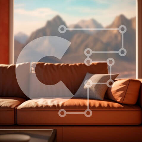 Intra Συλλεκτικό Ξύλινο Παζλ Plywood  4mm - Ευρύχωρο σαλόνι με θέα στο βουνό και δερμάτινο καναπέ Σε Ξύλινο Κουτί - Διαστάσεις Puzzle: 10x10 cm – 25 κομμάτια - Image 1