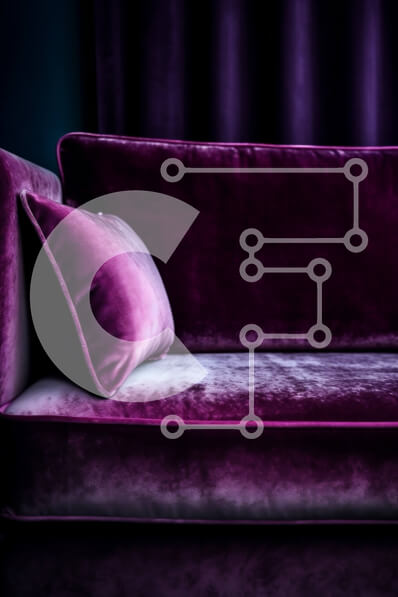 Intra Συλλεκτικό Ξύλινο Παζλ Plywood  4mm - Κομψός μωβ βελούδινος καναπές με λευκό μαξιλάρι Σε Ξύλινο Κουτί - Διαστάσεις Puzzle: 10x10 cm – 25 κομμάτια