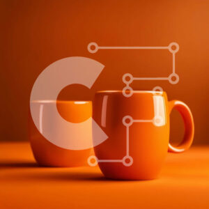 Intra Συλλεκτικό Ξύλινο Παζλ Plywood  4mm - Ζωντανές πορτοκαλί κούπες καφέ σε ένα τραπέζι Σε Ξύλινο Κουτί - Διαστάσεις: 10x10 cm – 25 κομμάτια