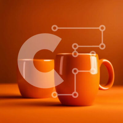 Intra Συλλεκτικό Ξύλινο Παζλ Plywood  4mm - Ζωντανές πορτοκαλί κούπες καφέ σε ένα τραπέζι Σε Ξύλινο Κουτί - Διαστάσεις: 10x10 cm – 25 κομμάτια - Image 1