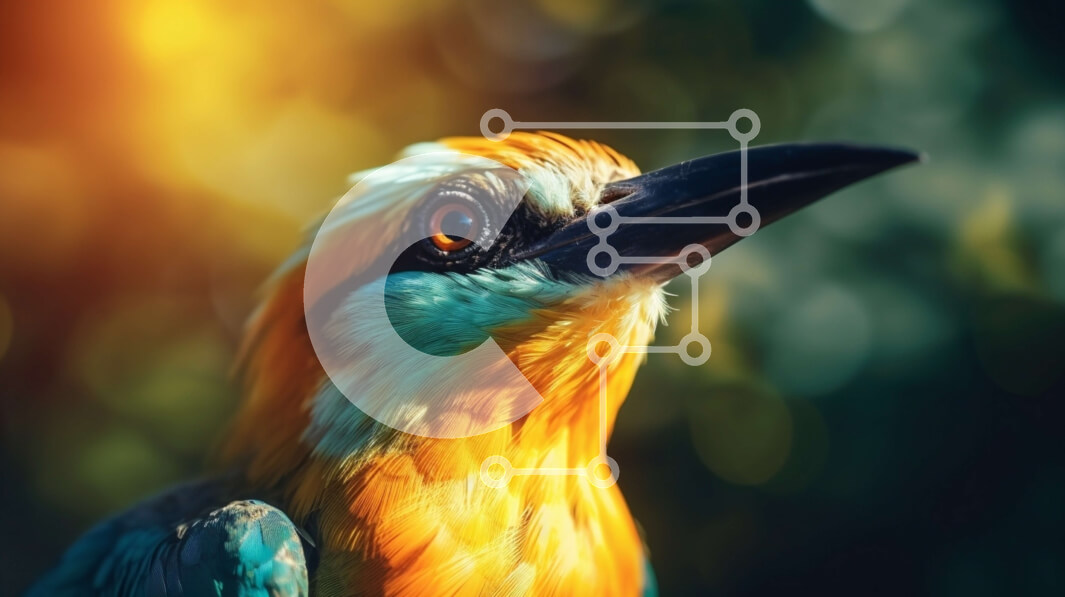 Intra Συλλεκτικό Ξύλινο Παζλ Plywood  4mm - Κοντινό πλάνο ενός πολύχρωμου πουλιού Σε Ξύλινο Κουτί - Διαστάσεις: 10x10 cm – 25 κομμάτια