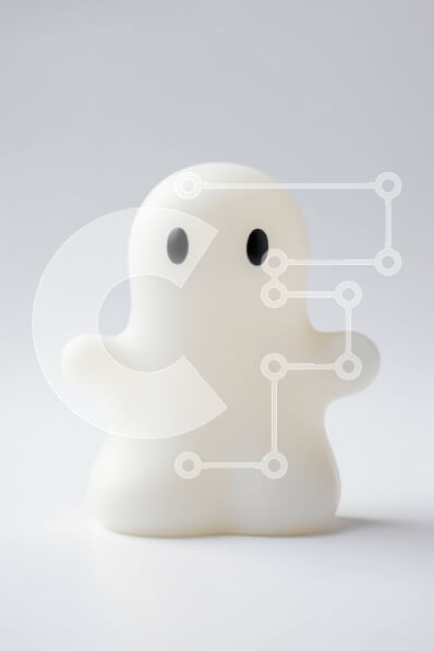 Intra Συλλεκτικό Ξύλινο Παζλ Plywood  4mm - Μικρό λευκό ειδώλιο φάντασμα που κάθεται μόνο του σε κενό χώρο Σε Ξύλινο Κουτί - Διαστάσεις Puzzle: 10x10 cm – 25 κομμάτια