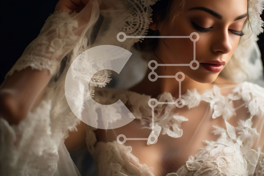 Intra Συλλεκτικό Ξύλινο Παζλ Plywood  4mm - Όμορφη νύφη με πέπλο που κοιτάζει κάτω Σε Ξύλινο Κουτί - Διαστάσεις Puzzle: 10x10 cm – 25 κομμάτια