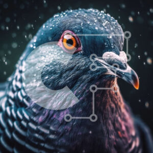 Intra Συλλεκτικό Ξύλινο Παζλ Plywood  4mm - Όμορφη κινηματογράφηση σε πρώτο πλάνο του προσώπου ενός περιστεριού με σταγόνες νερού στα φτερά του Σε Ξύλινο Κουτί - Διαστάσεις: 10x10 cm – 25 κομμάτια