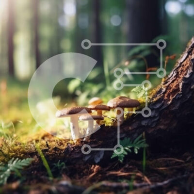 Intra Συλλεκτικό Ξύλινο Παζλ Plywood  4mm - Όμορφη εικόνα των μανιταριών σε ένα δάσος Σε Ξύλινο Κουτί - Διαστάσεις: 10x10 cm – 25 κομμάτια - Image 1