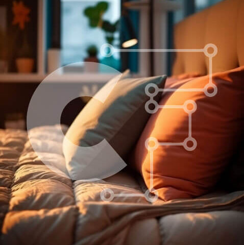 Intra Συλλεκτικό Ξύλινο Παζλ Plywood  4mm - Άνετο κρεβάτι με μαξιλάρια και κουβέρτα σε ένα άνετο δωμάτιο Σε Ξύλινο Κουτί - Διαστάσεις Puzzle: 10x10 cm – 25 κομμάτια - Image 1