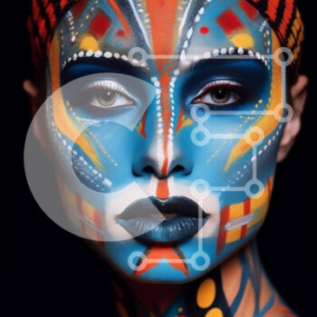 Intra Συλλεκτικό Ξύλινο Παζλ Plywood  4mm - Πολύχρωμη γυναίκα με κεφαλόδεσμο και κολιέ Σε Ξύλινο Κουτί - Διαστάσεις Puzzle: 10x10 cm – 25 κομμάτια - Image 1