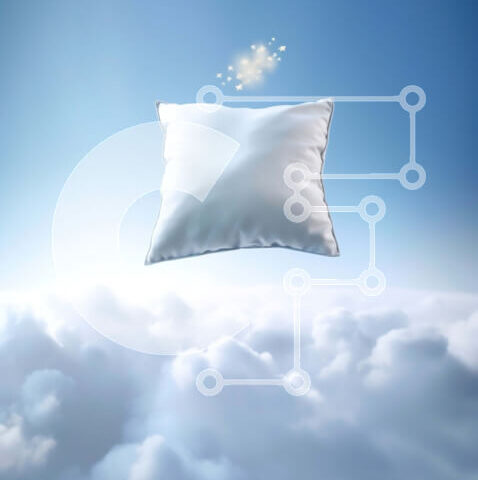 Intra Συλλεκτικό Ξύλινο Παζλ Plywood  4mm - Ονειρικό μαξιλάρι που επιπλέει στον ουρανό ανάμεσα σε χνουδωτά λευκά σύννεφα Σε Ξύλινο Κουτί - Διαστάσεις Puzzle: 10x10 cm – 25 κομμάτια - Image 1