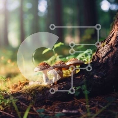 Intra Συλλεκτικό Ξύλινο Παζλ Plywood 4mm - Ομάδα μανιταριών που αστράφτουν στο φως του ήλιου στο δάσος Σε Ξύλινο Κουτί - Διαστάσεις: 10x10 cm – 25 κομμάτια - Image 1