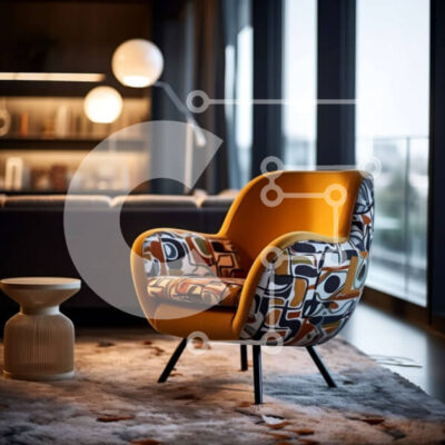 Intra Συλλεκτικό Ξύλινο Παζλ Plywood 4mm - Κομψό και άνετο σαλόνι με κίτρινη πολυθρόνα Σε Ξύλινο Κουτί - Διαστάσεις Puzzle: 10x10 cm – 25 κομμάτια - Image 1