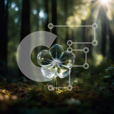 Intra Συλλεκτικό Ξύλινο Παζλ Plywood  4mm - Όμορφη εικόνα του διαυγούς πλαστικού λουλουδιού στο δάσος με το φως του ήλιου Σε Ξύλινο Κουτί - Διαστάσεις: 10x10 cm – 25 κομμάτια - Image 1