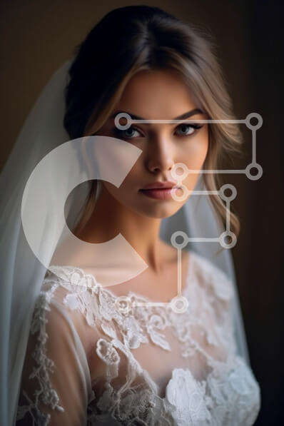 Intra Συλλεκτικό Ξύλινο Παζλ Plywood  4mm - Εκπληκτική φωτογραφία μιας νύφης με λευκό νυφικό με πέπλο και σγουρά μαλλιά Σε Ξύλινο Κουτί - Διαστάσεις Puzzle: 10x10 cm – 25 κομμάτια