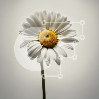 Intra Συλλεκτικό Ξύλινο Παζλ Plywood  4mm - Όμορφη εικόνα μιας λευκής μαργαρίτας με ένα κίτρινο κέντρο Σε Ξύλινο Κουτί - Διαστάσεις: 10x10 cm – 25 κομμάτια - Image 1