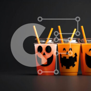 Intra Συλλεκτικό Ξύλινο Παζλ Plywood  4mm - Φλιτζάνια με θέμα το Halloween παρατεταγμένα σε σχήμα κολοκύθας Σε Ξύλινο Κουτί - Διαστάσεις Puzzle: 10x10 cm – 25 κομμάτια - Image 1