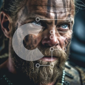 Intra Συλλεκτικό Ξύλινο Παζλ Plywood  4mm - Αποφασισμένος πολεμιστής Βίκινγκ με κράνος και πανοπλία Σε Ξύλινο Κουτί - Διαστάσεις Puzzle: 10x10 cm – 25 κομμάτια