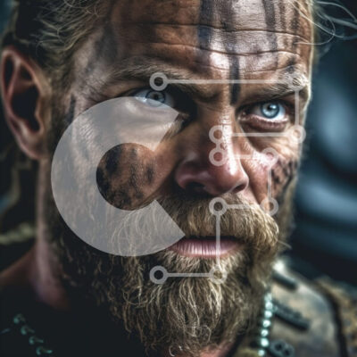 Intra Συλλεκτικό Ξύλινο Παζλ Plywood  4mm - Αποφασισμένος πολεμιστής Βίκινγκ με κράνος και πανοπλία Σε Ξύλινο Κουτί - Διαστάσεις Puzzle: 10x10 cm – 25 κομμάτια - Image 1