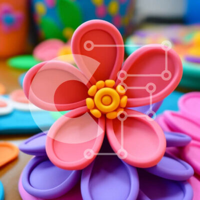 Intra Συλλεκτικό Ξύλινο Παζλ Plywood 4mm - Πολύχρωμο πλαστικό λουλούδι σε ξύλινη επιφάνεια Σε Ξύλινο Κουτί - Διαστάσεις: 10x10 cm – 25 κομμάτια - Image 1