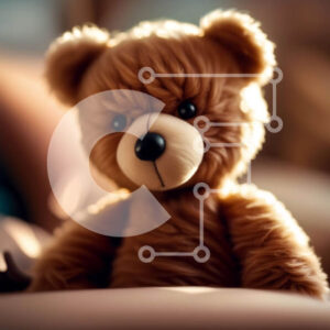 Intra Συλλεκτικό Ξύλινο Παζλ Plywood  4mm - Αξιολάτρευτη εικόνα ενός καφέ αρκουδάκι που κάθεται σε ένα κρεβάτι Σε Ξύλινο Κουτί - Διαστάσεις: 10x10 cm – 25 κομμάτια