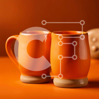 Intra Συλλεκτικό Ξύλινο Παζλ Plywood  4mm - Όμορφη εικόνα δύο πορτοκαλί κούπες σε ένα τραπέζι Σε Ξύλινο Κουτί - Διαστάσεις: 10x10 cm – 25 κομμάτια - Image 1