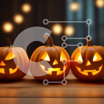 Intra Συλλεκτικό Ξύλινο Παζλ Plywood  4mm - Απόκριες κολοκύθες σε ένα ξύλινο τραπέζι Σε Ξύλινο Κουτί - Διαστάσεις: 10x10 cm – 25 κομμάτια - Image 1