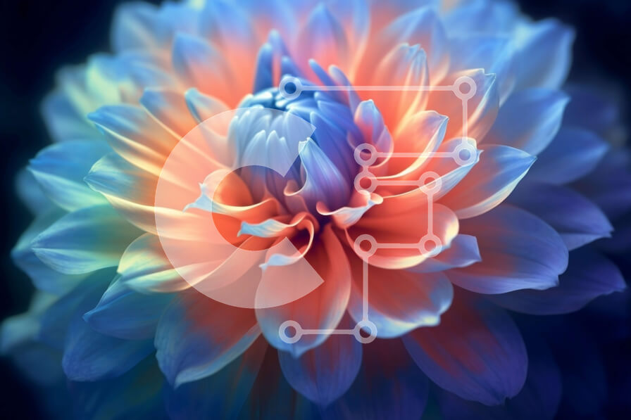 Intra Συλλεκτικό Ξύλινο Παζλ Plywood  4mm - Εκπληκτική κινηματογράφηση σε πρώτο πλάνο ενός μπλε και πορτοκαλί λουλουδιού σε σχήμα αστεριού Σε Ξύλινο Κουτί - Διαστάσεις: 10x10 cm – 25 κομμάτια