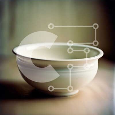 Intra Συλλεκτικό Ξύλινο Παζλ Plywood 4mm - Μινιμαλιστική εικόνα ενός λευκού κεραμικού μπολ σε ένα ξύλινο τραπέζι Σε Ξύλινο Κουτί - Διαστάσεις Puzzle: 10x10 cm – 25 κομμάτια - Image 1