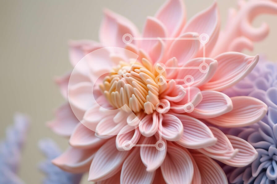 Intra Συλλεκτικό Ξύλινο Παζλ Plywood  4mm - Κοντινό πλάνο ενός ροζ και μοβ λουλουδιού με κίτρινο κέντρο Σε Ξύλινο Κουτί - Διαστάσεις: 10x10 cm – 25 κομμάτια