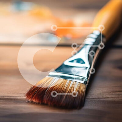 Intra Συλλεκτικό Ξύλινο Παζλ Plywood  4mm - Πινέλο ζωγραφικής σε ημιτελές ξύλινο τραπέζι Σε Ξύλινο Κουτί - Διαστάσεις Puzzle: 10x10 cm – 25 κομμάτια - Image 1
