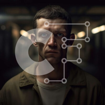 Intra Συλλεκτικό Ξύλινο Παζλ Plywood  4mm - Σοβαρός άνδρας με καφέ σακάκι και τζιν που στέκεται στον αμυδρά φωτισμένο διάδρομο Σε Ξύλινο Κουτί - Διαστάσεις Puzzle: 10x10 cm – 25 κομμάτια - Image 1