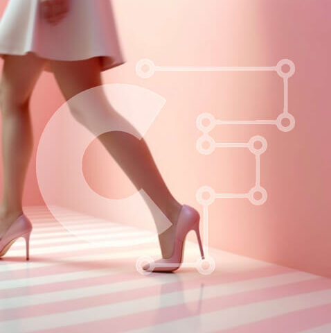 Intra Συλλεκτικό Ξύλινο Παζλ Plywood 4mm - Όμορφη εικόνα μιας γυναίκας με λευκό φόρεμα και ροζ ψηλοτάκουνα Σε Ξύλινο Κουτί - Διαστάσεις Puzzle: 10x10 cm – 25 κομμάτια - Image 1