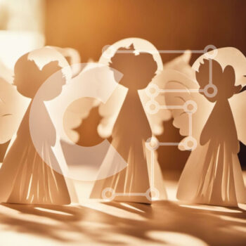 Intra Συλλεκτικό Ξύλινο Παζλ Plywood  4mm - Ομάδα τριών χάρτινων αγγέλων με φωτοστέφανα και απλωμένα φτερά Σε Ξύλινο Κουτί - Διαστάσεις Puzzle: 10x10 cm – 25 κομμάτια - Image 1