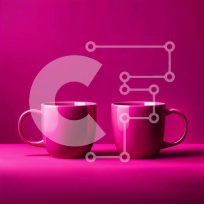 Intra Συλλεκτικό Ξύλινο Παζλ Plywood  4mm - Όμορφη εικόνα δύο ροζ κούπες σε ροζ επιφάνεια Σε Ξύλινο Κουτί - Διαστάσεις Puzzle: 10x10 cm – 25 κομμάτια - Image 1