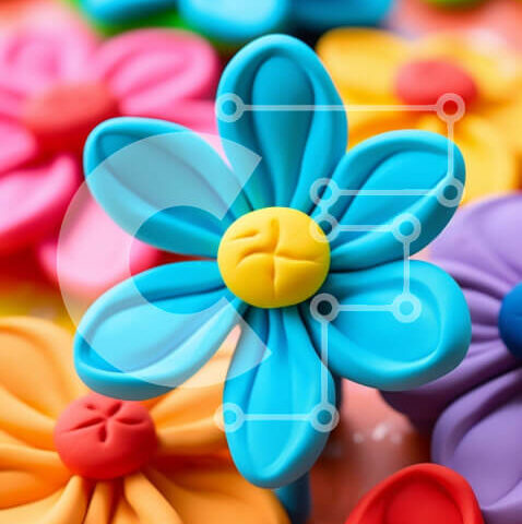 Intra Συλλεκτικό Ξύλινο Παζλ Plywood  4mm - Πολύχρωμα πλαστικά λουλούδια τοποθετημένα σε κύκλο Σε Ξύλινο Κουτί - Διαστάσεις Puzzle: 10x10 cm – 25 κομμάτια - Image 1