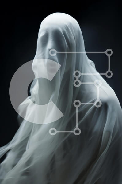 Intra Συλλεκτικό Ξύλινο Παζλ Plywood  4mm - Μυστηριώδης φιγούρα φάντασμα σε σκοτεινό φόντο Σε Ξύλινο Κουτί - Διαστάσεις Puzzle: 10x10 cm – 25 κομμάτια