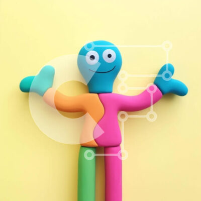 Intra Συλλεκτικό Ξύλινο Παζλ Plywood 4mm - Πολύχρωμη παιχνιδιάρικη φιγούρα σε κίτρινο φόντο Σε Ξύλινο Κουτί - Διαστάσεις: 10x10 cm – 25 κομμάτια - Image 1