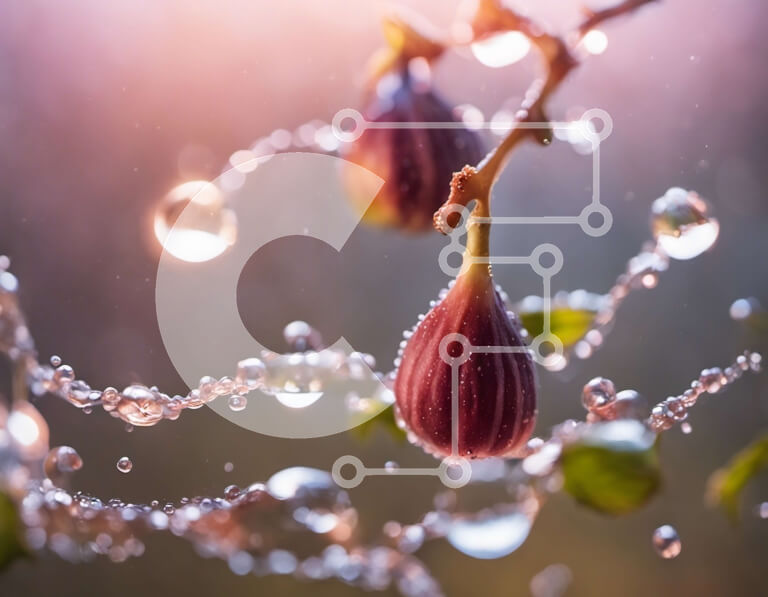 Intra Συλλεκτικό Ξύλινο Παζλ Plywood  4mm - Δύο σύκα που κρέμονται από ένα κλαδί με σταγονίδια νερού στα φύλλα Σε Ξύλινο Κουτί - Διαστάσεις: 10x10 cm – 25 κομμάτια