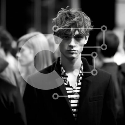 Intra Συλλεκτικό Ξύλινο Παζλ Plywood  4mm - Άνδρας που στέκεται στην πολυσύχναστη οδό που περιβάλλεται από ανθρώπους Σε Ξύλινο Κουτί - Διαστάσεις Puzzle: 10x10 cm – 25 κομμάτια - Image 1