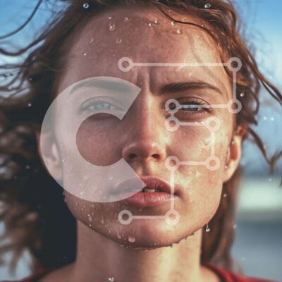 Intra Συλλεκτικό Ξύλινο Παζλ Plywood  4mm - Σοβαρή νεαρή γυναίκα στέκεται στην παραλία με βρεγμένα μαλλιά και κόκκινο πουκάμισο Σε Ξύλινο Κουτί - Διαστάσεις Puzzle: 10x10 cm – 25 κομμάτια - Image 1