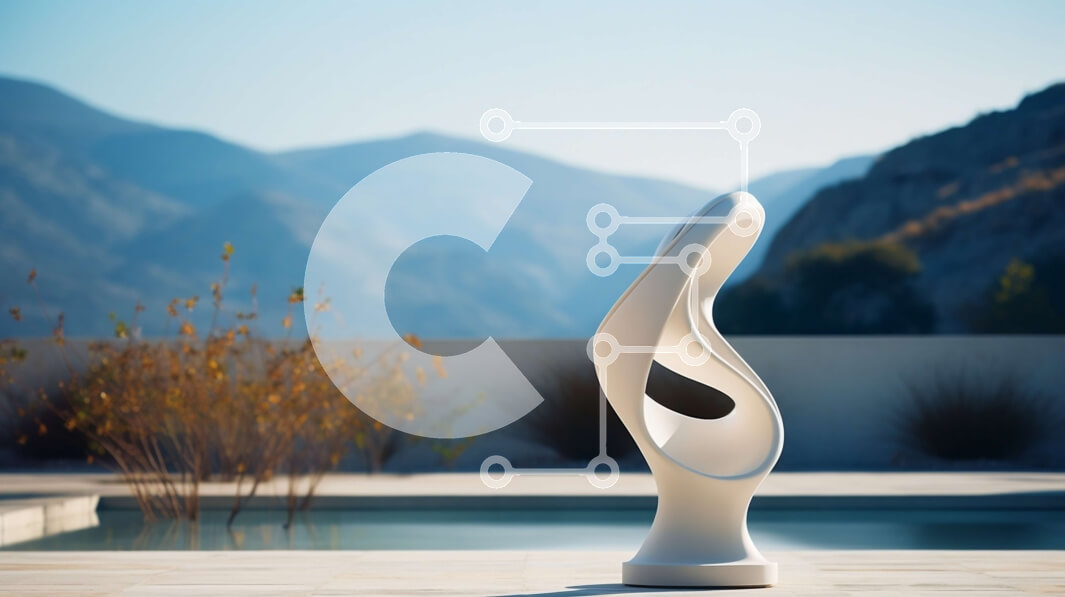 Intra Συλλεκτικό Ξύλινο Παζλ Plywood  4mm - Λευκό γλυπτό μπροστά από την πισίνα με φόντο το βουνό Σε Ξύλινο Κουτί - Διαστάσεις Puzzle: 10x10 cm – 25 κομμάτια