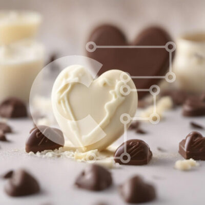 Intra Συλλεκτικό Ξύλινο Παζλ Plywood 4mm - Σοκολάτα σε σχήμα καρδιάς που περιβάλλεται από γλυκά Σε Ξύλινο Κουτί - Διαστάσεις Puzzle: 10x10 cm – 25 κομμάτια - Image 1