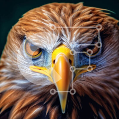 Intra Συλλεκτικό Ξύλινο Παζλ Plywood  4mm - Υπέροχη κοντινή πλάνο του κεφαλιού ενός αετού με διαπεραστικά κίτρινα μάτια και κοφτερό ράμφος Σε Ξύλινο Κουτί - Διαστάσεις: 10x10 cm – 25 κομμάτια - Image 1